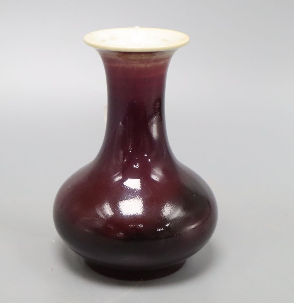 A 19th century Chinese aubergine glazed vase, height 16cm